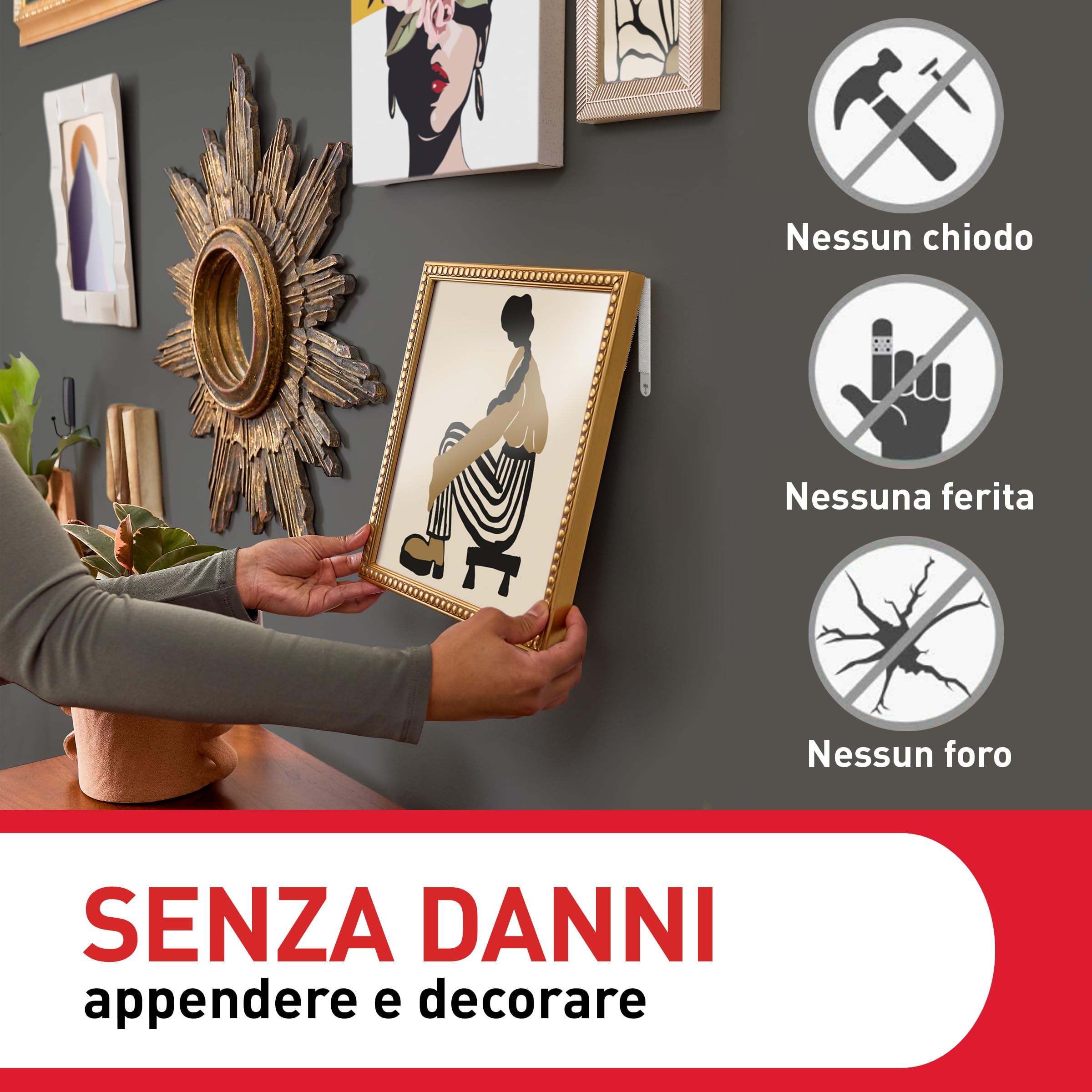 Command Appendi Quadri Strisce Bianche 12 Coppie S/M senza chiodi