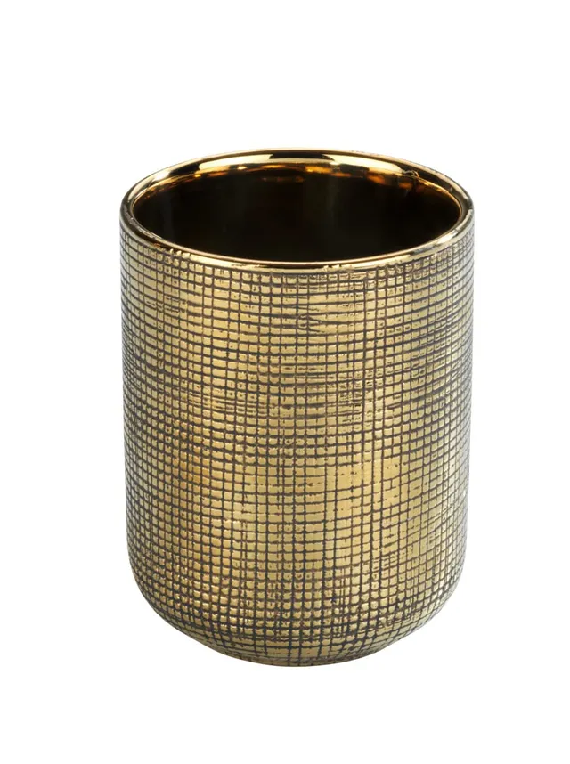 Wenko Rivara Bicchiere Portaspazzolini Ceramica Oro