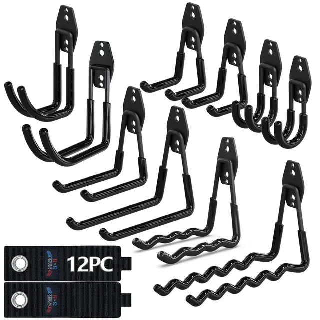 3-H Ganci da Garage Resistenti Ganci Parete 12 Pezzi 42 kg