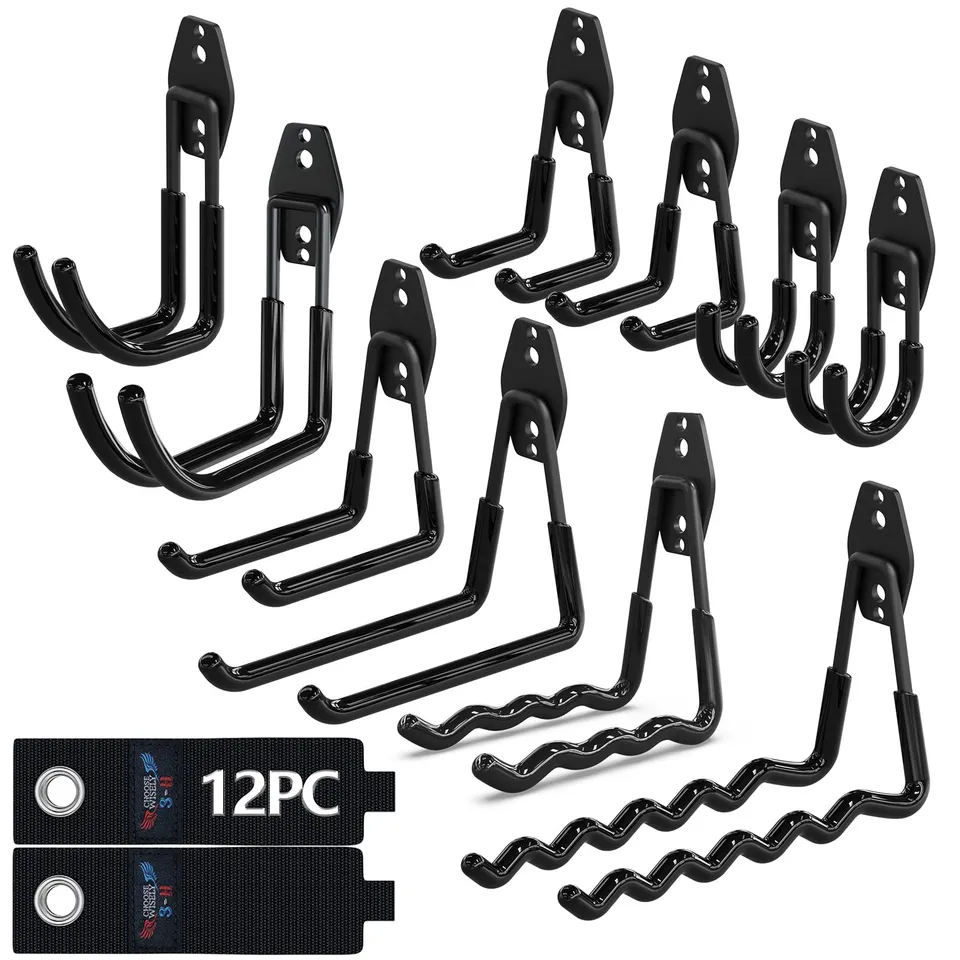 3-H Ganci da Garage Resistenti Ganci Parete 12 Pezzi 42 kg