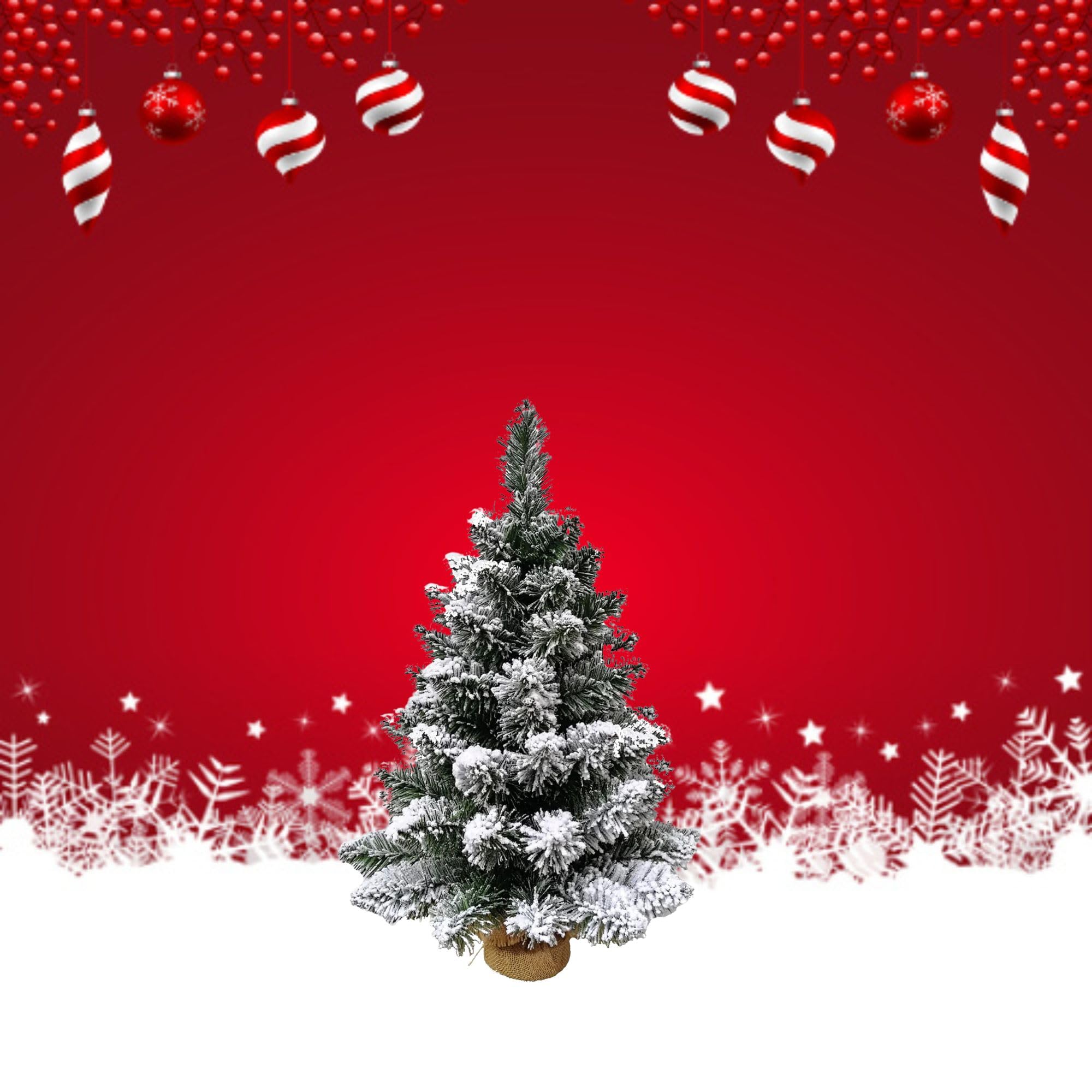 Cecaro Group Albero Natale Innevato 45 cm 50 Punte Juta