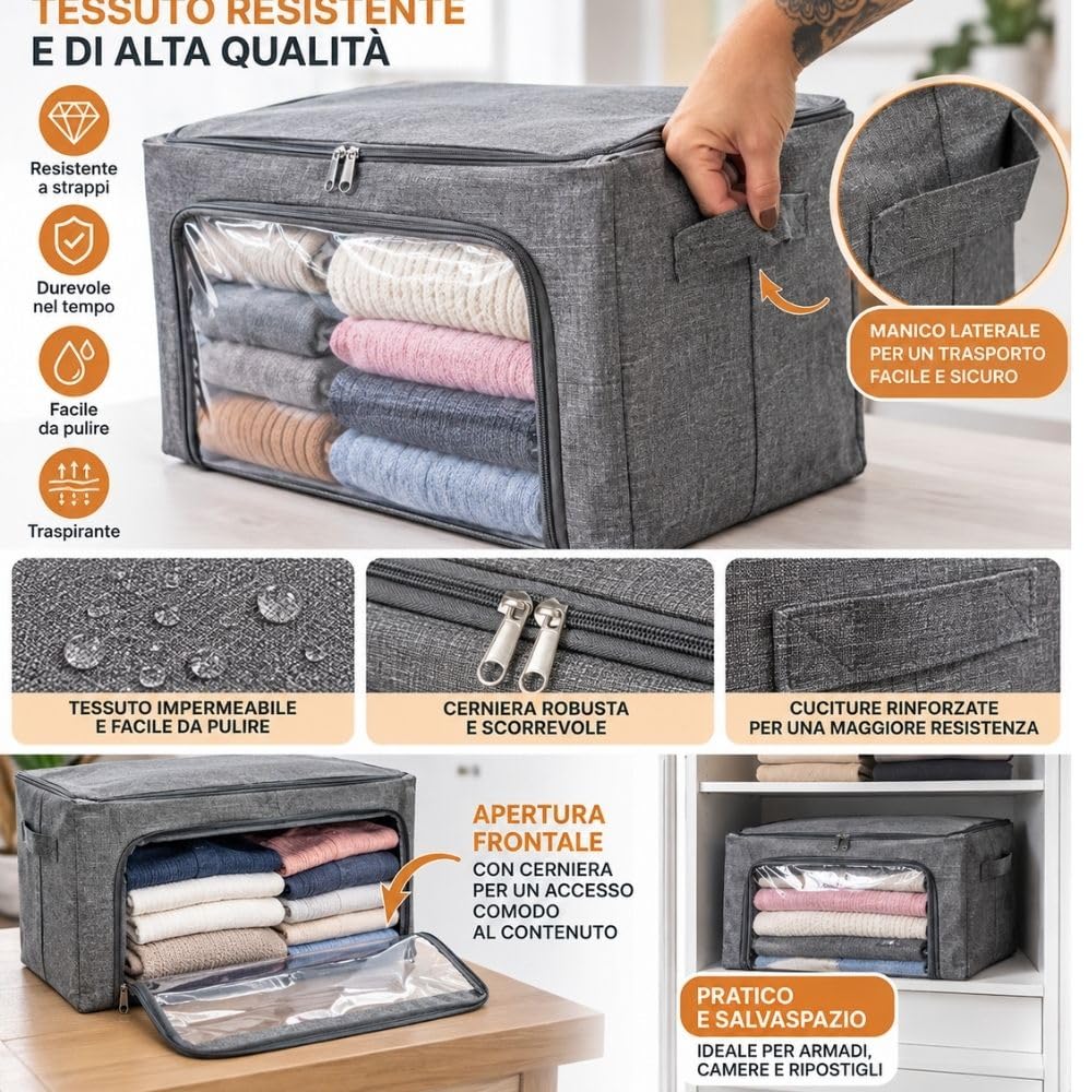 Cecaro Group Organizer Armadio 40x30x20 cm box tessuto grigio