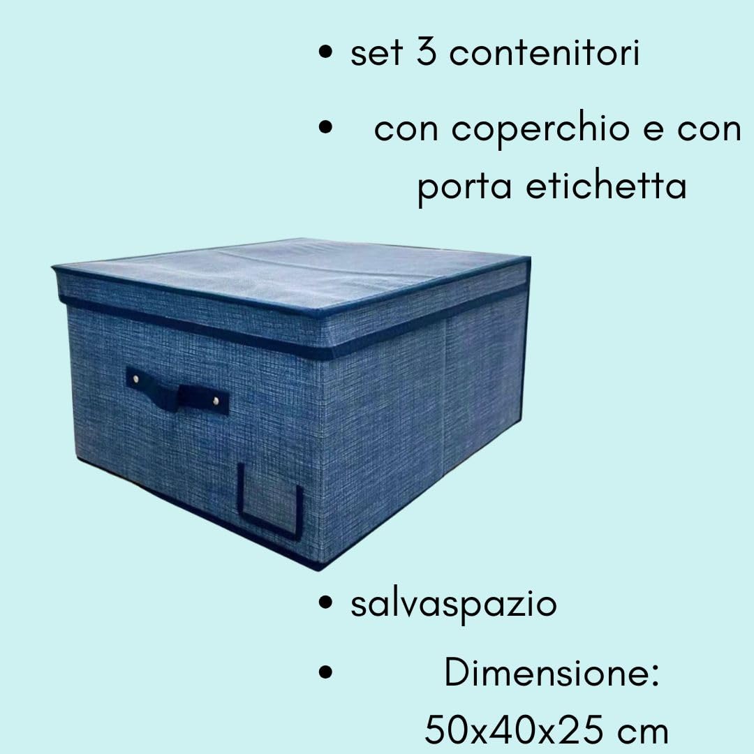 Cecaro Group Scatole Armadio 50x40x25 cm 3 Pezzi con Coperchio