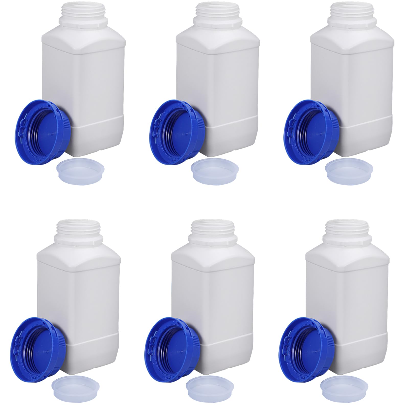Lxoraziy Bottiglie 500 ml Bocca Larga HDPE Bianche 6 Pezzi ermetiche