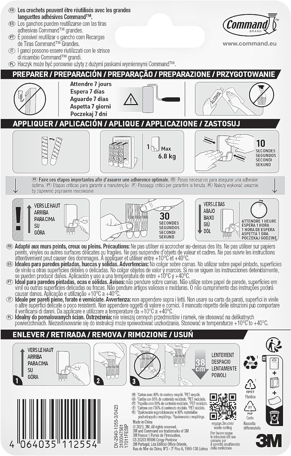 Command Gancio Multiuso XL adesivo bianco 6,8 kg