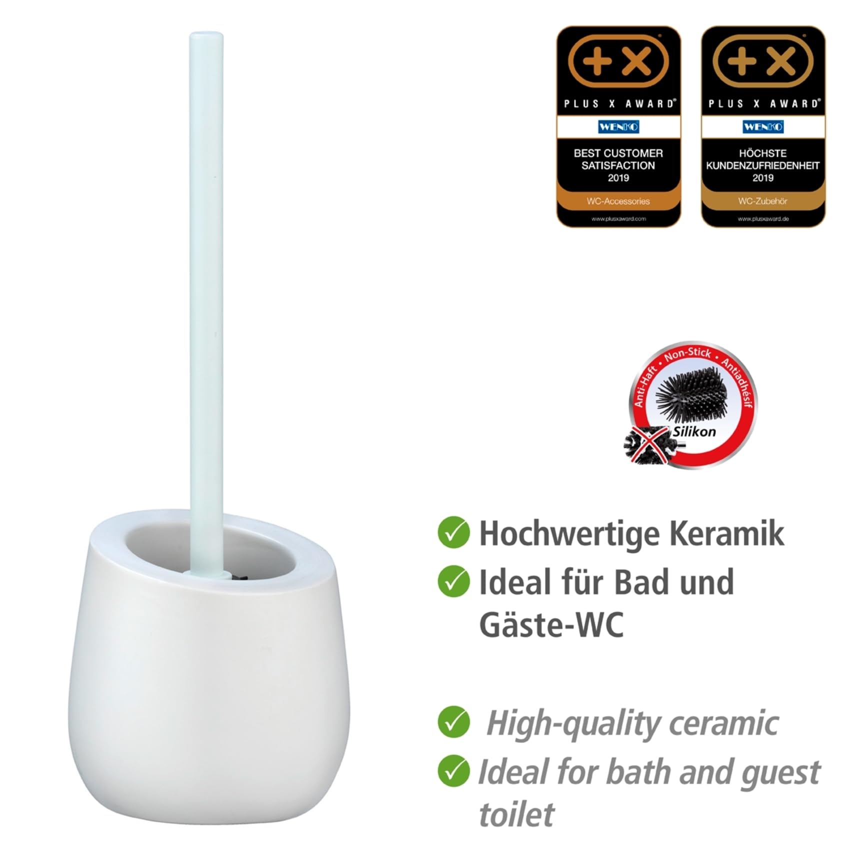 Wenko Badi scopino WC bianco ceramica silicone