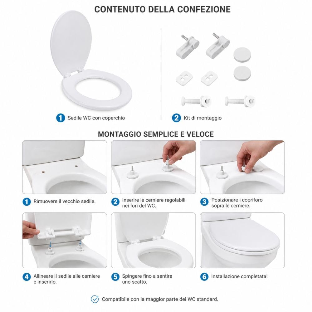 Cecaro Group Copriwater Universale Morbido PVC Bianco