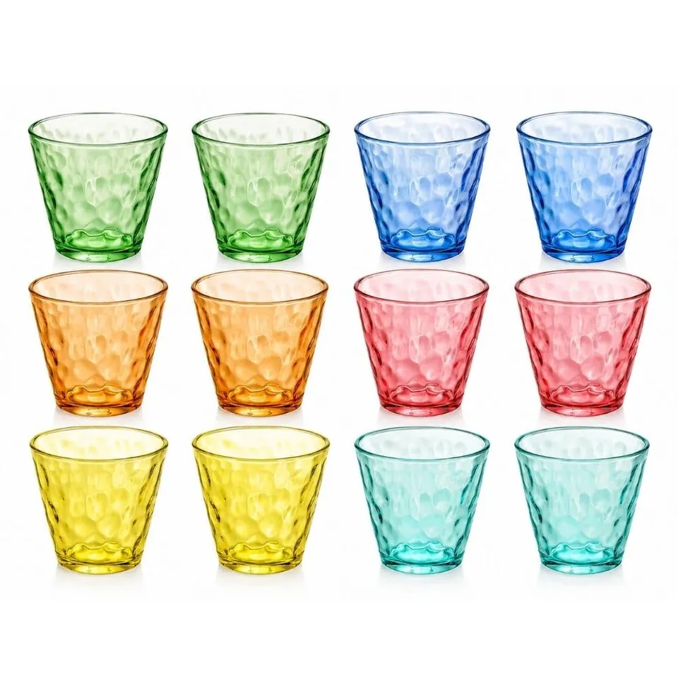 Cecaro Group Set 12 Bicchieri Vetro Colorato 250 ml Martellato