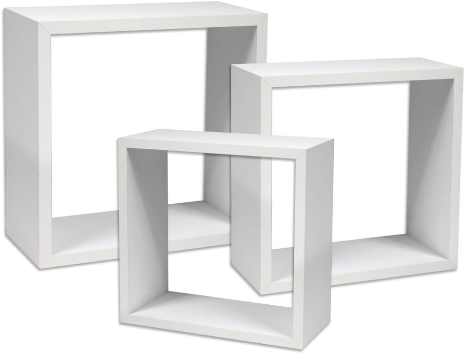 Cecaro Group Cubo Mensole Parete Bianche Set 3 Pezzi MDF
