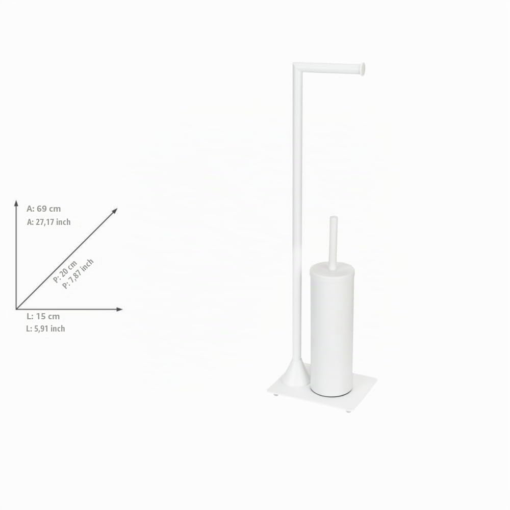 Wenko Hella scopino WC con portarotolo acciaio bianco
