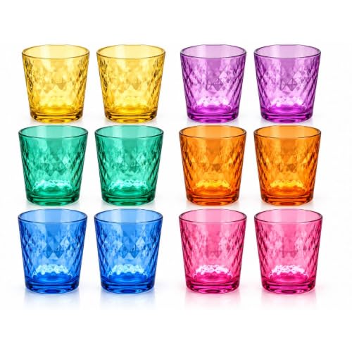 Cecaro Group 12 Bicchieri Colorati 265 ml Vetro Diamantato