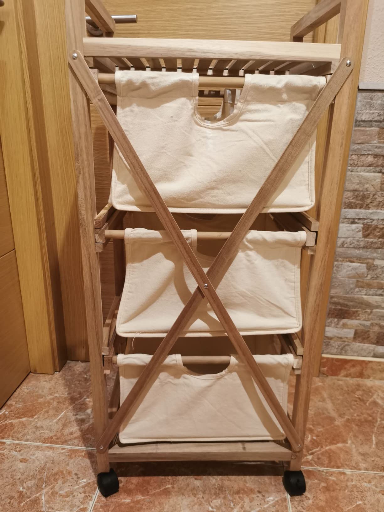 Wenko Acina carrello 3 cassetti legno acacia