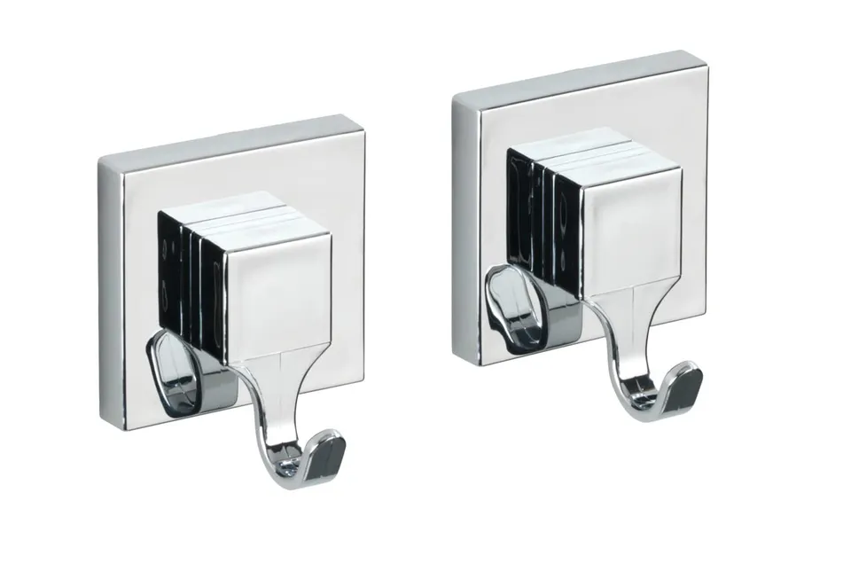 Wenko Vacuum-Loc Ganci Quadrati Cromo Set 2 Pezzi