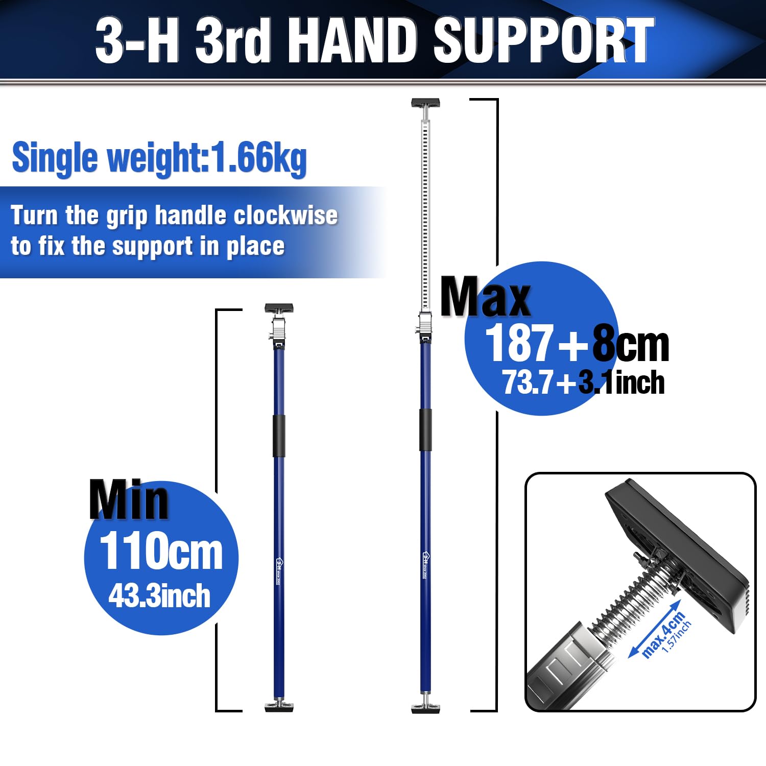 3-H barra bloccaggio carico blu 110-195 cm 2 pezzi 45 kg