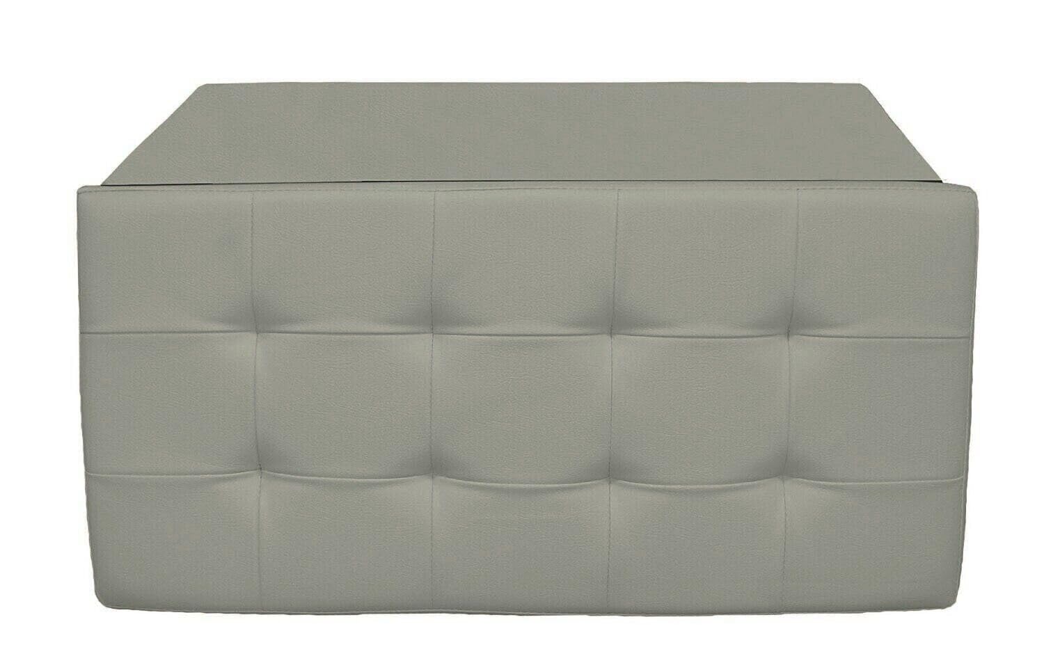 Pouf contenitore beige ecopelle 76x38 cm trapuntato