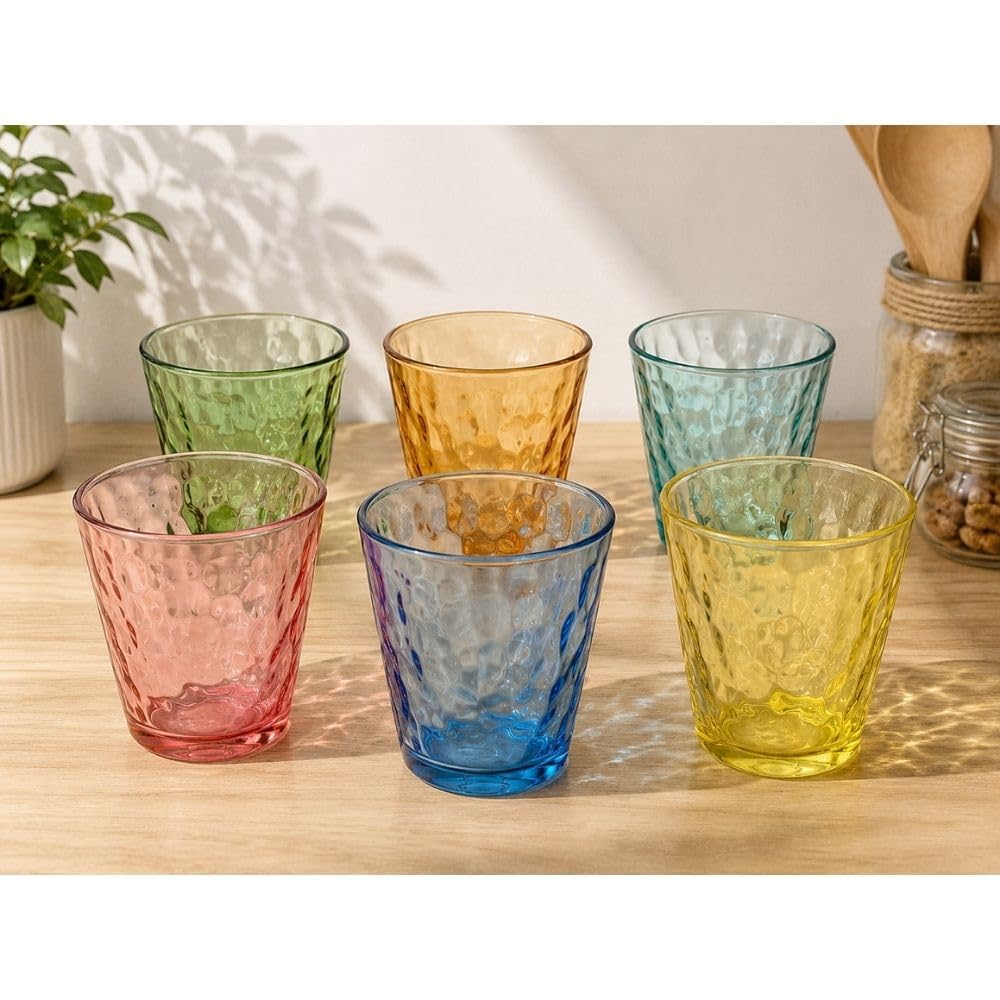 Cecaro Group Set 6 Bicchieri Vetro Colorato 250 ml Martellato
