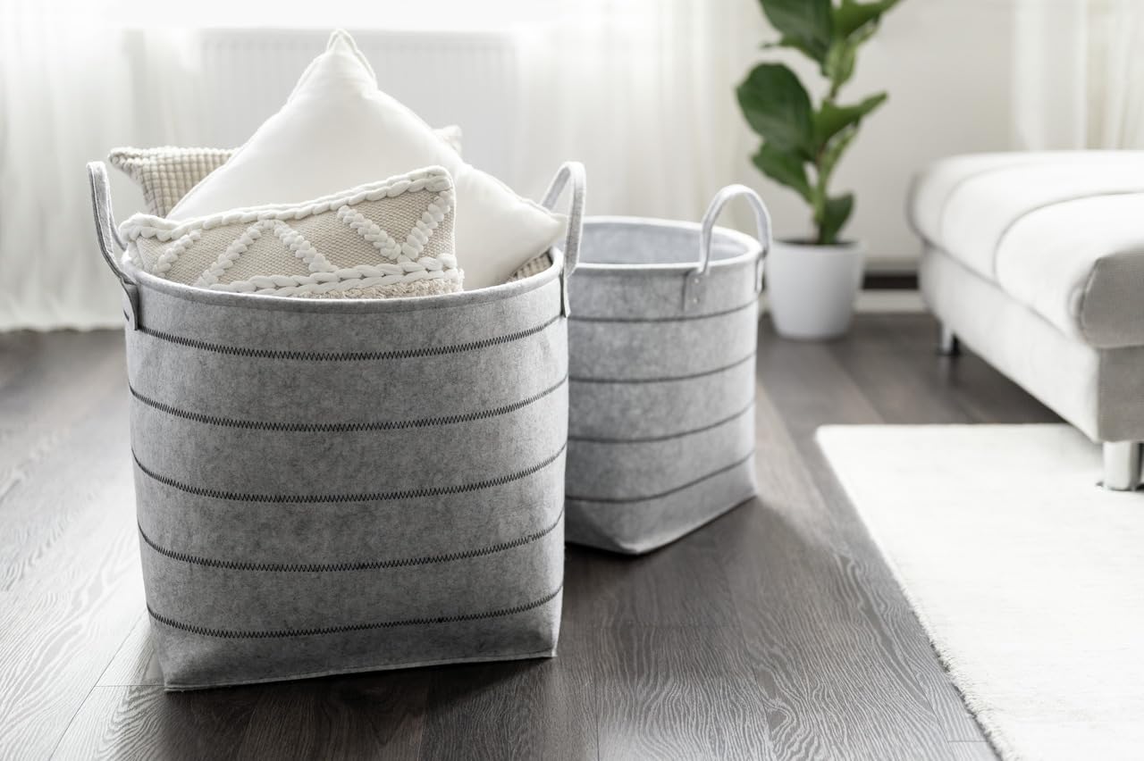 Wenko Nella XL cesto feltro grigio 129 l con manici