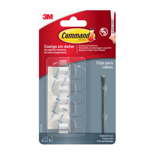 Command 17017CLR Clip Fermacavi Trasparente 4 Pezzi Senza Forare