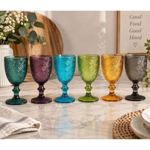 Cecaro Group Quadri set 12 bicchieri e calici vetro a rilievo