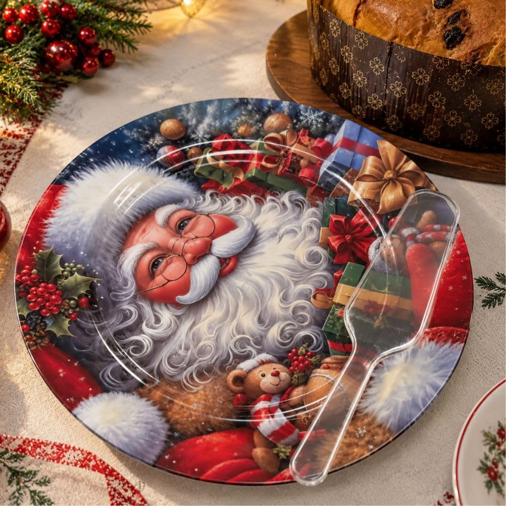 Cecaro Group Babbo Natale piatto natalizio 33 cm con paletta