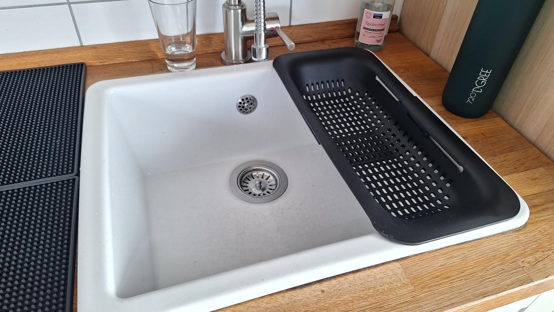 Wenko Sivo Black scolapasta lavello nero estensibile 37-50 cm