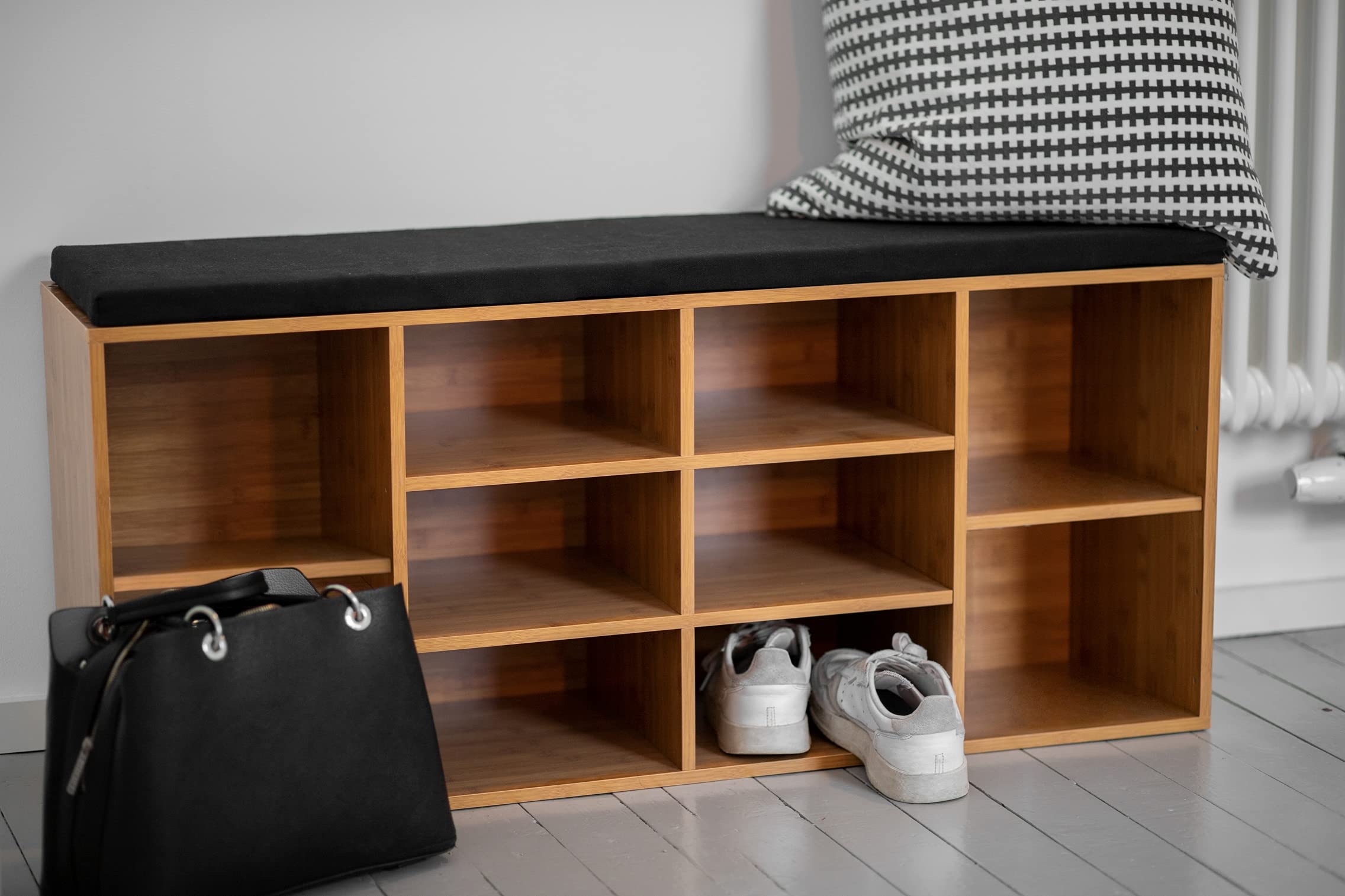Wenko Loft Panca Scarpiera 10 Paia Nero Naturale