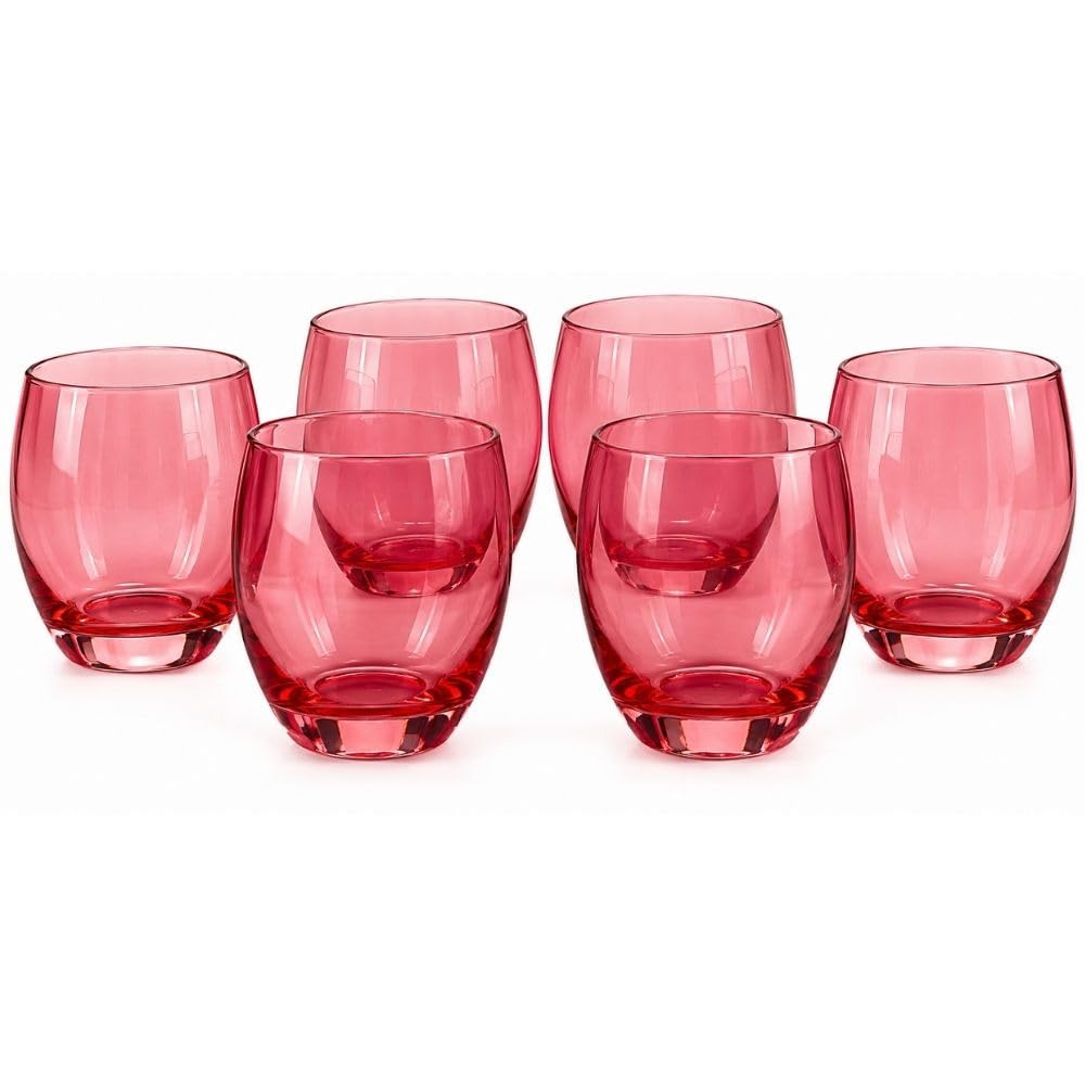 Cecaro Group Set 12 Bicchieri Rossi Vetro 350 ml Lisci