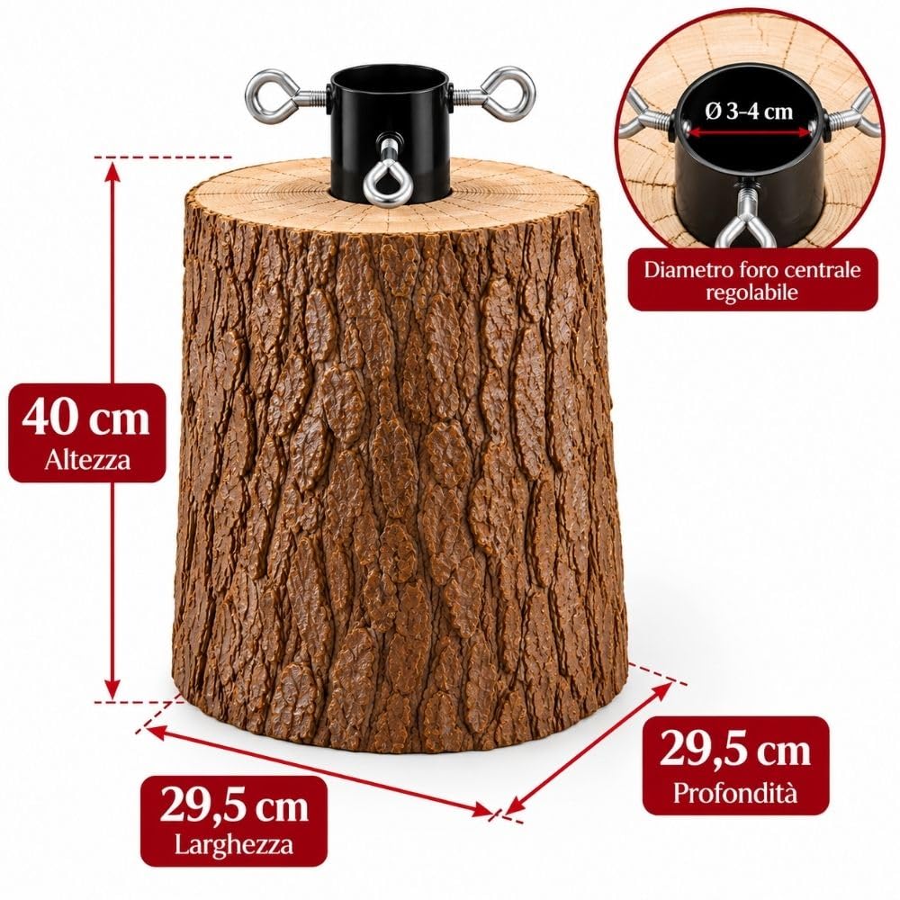 Cecaro Group Base Albero 40 cm Tronco Poliresina Bianco Marrone