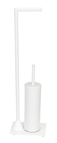 Wenko Hella scopino WC con portarotolo acciaio bianco