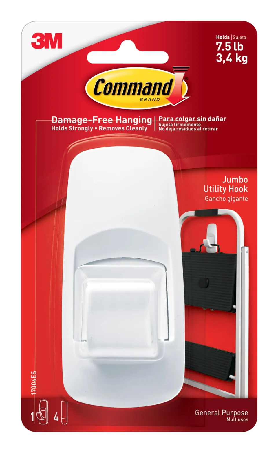 Command 17004 Gancio Multiuso Jumbo Bianco 4 Pezzi