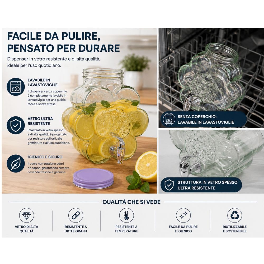 Cecaro Group Dispenser Bevande Vetro 3,5 Litri