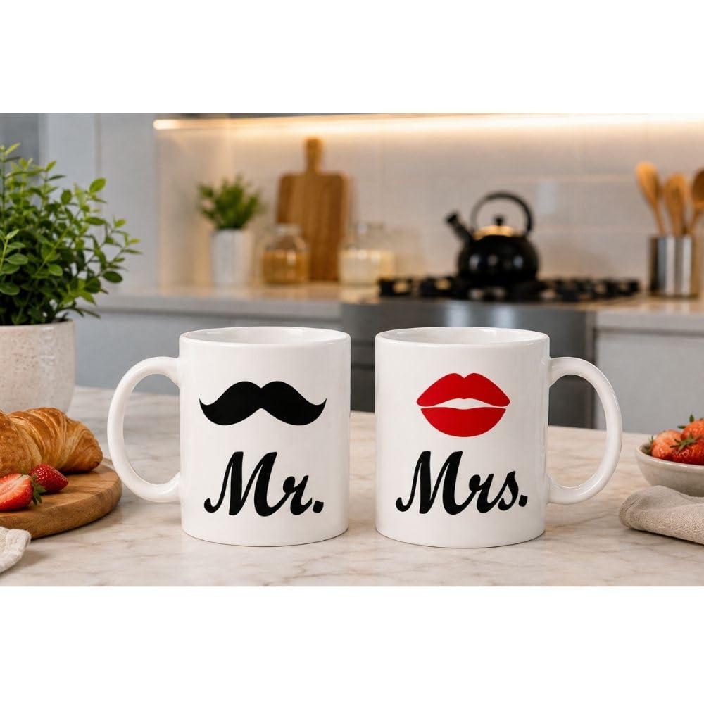 Cecaro Group Set 2 Mug Mr Mrs 325 ml Ceramica Baffo Bocca