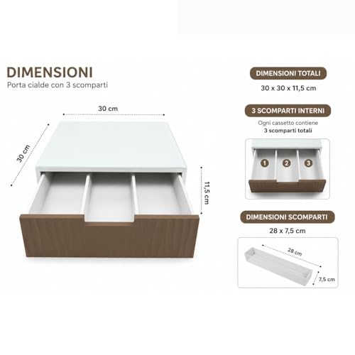 Cecaro Group Porta Capsule Bamboo Vetro Tortora 30x30 cm