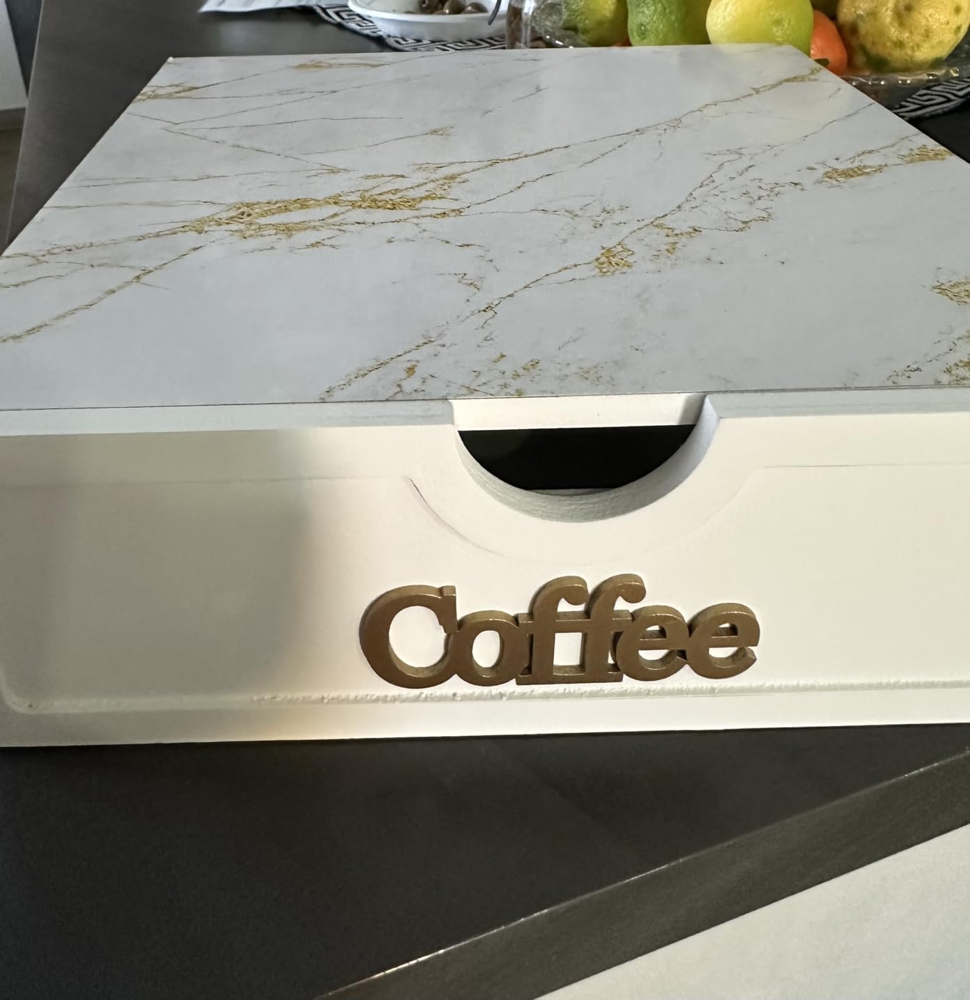 Cecaro Group Porta Cialde Bambù 3 Scomparti Bianco Oro