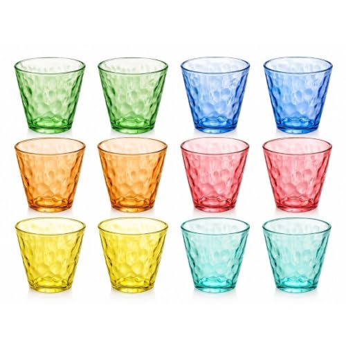 Cecaro Group Set 12 Bicchieri Vetro Colorato 250 ml Martellato