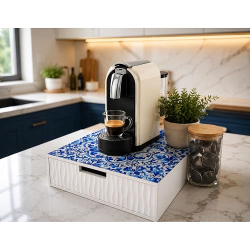 Cecaro Group Portacapsule Maiolica Blu con Cassetto