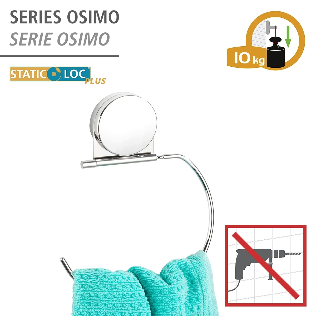 Wenko Osimo Static-Loc Plus anello portasalviette cromato