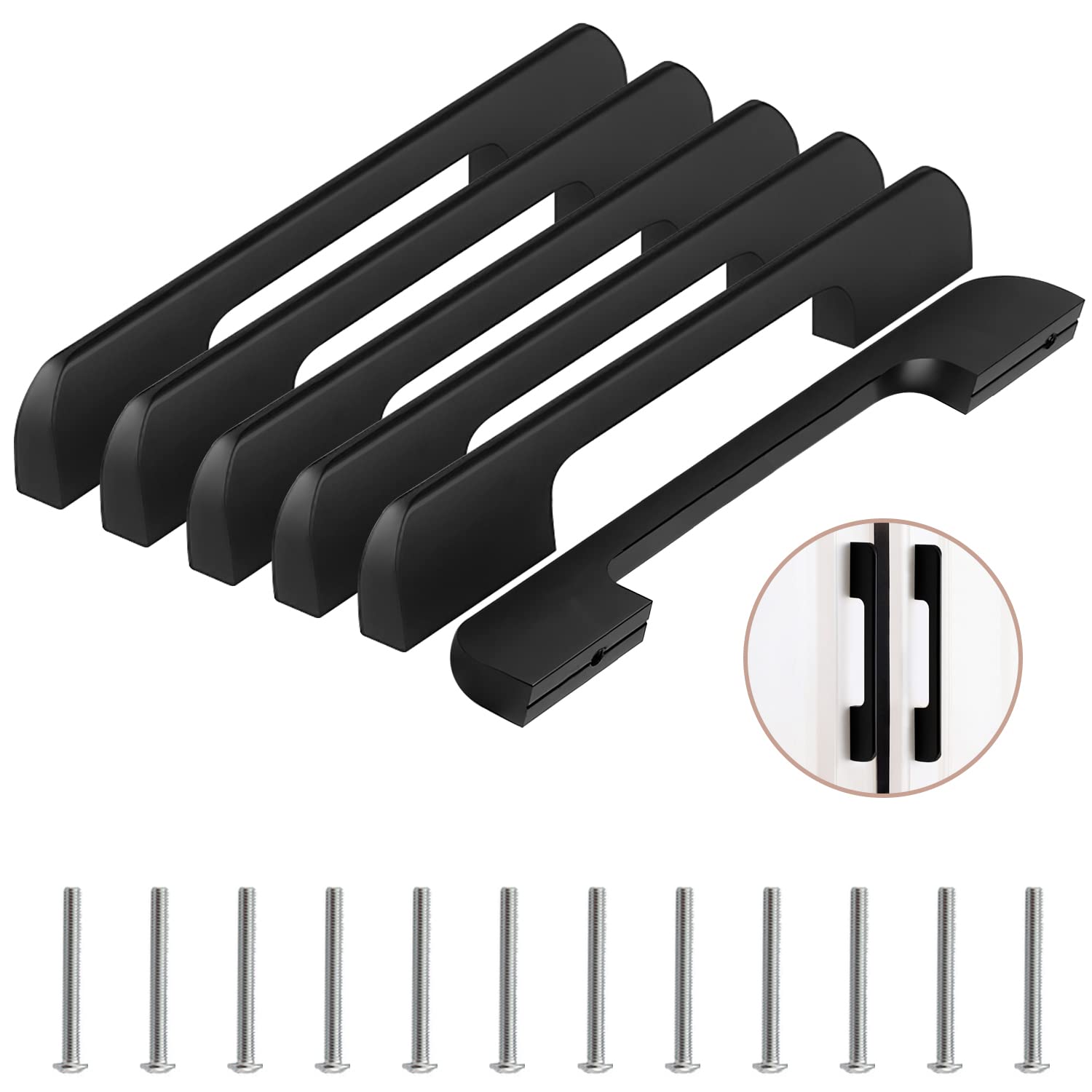 Lxoraziy Maniglie Cucina 160 mm 6 Pezzi Nere Zinco