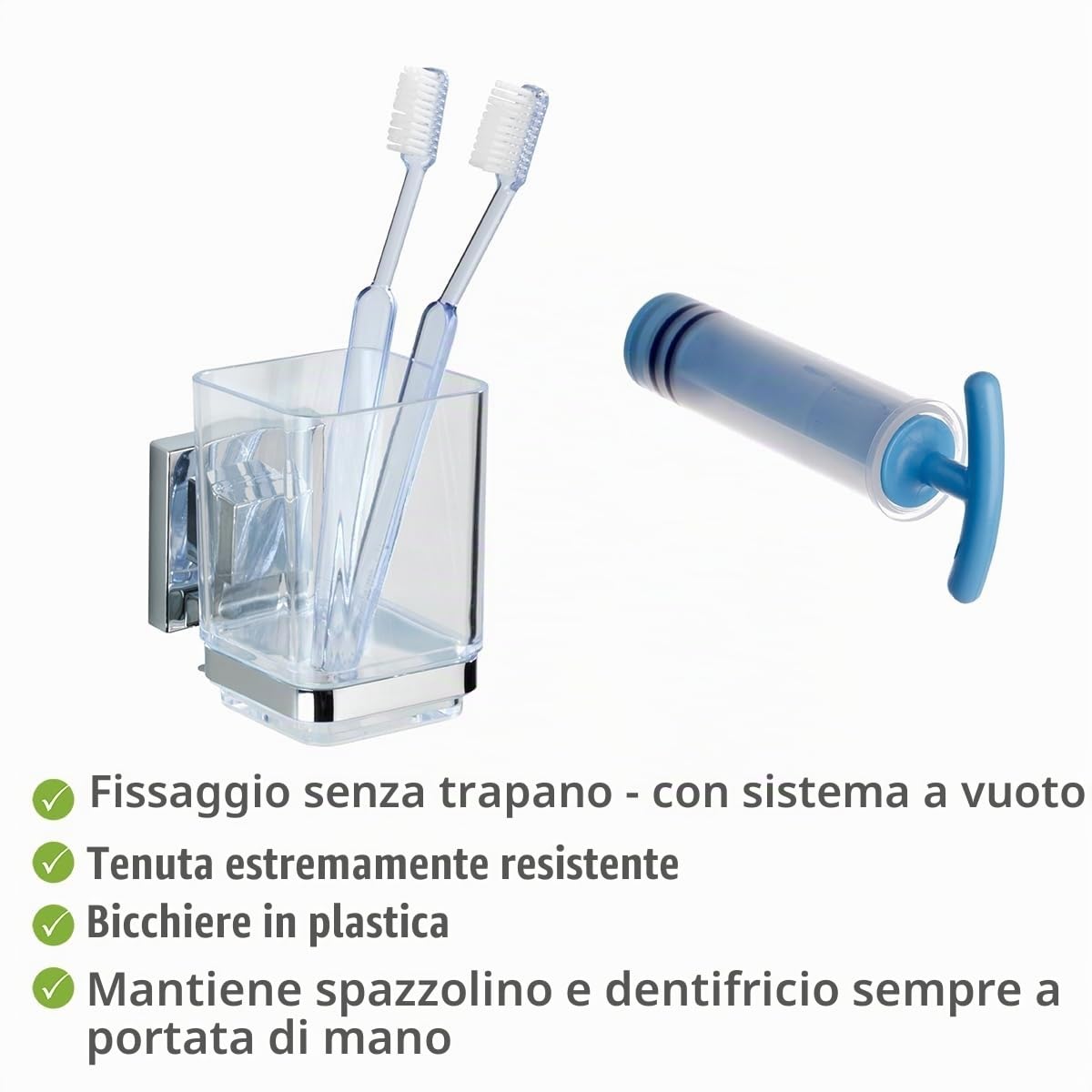 Wenko Vacuum-Loc Quadro bicchiere acciaio 7,5x10x10