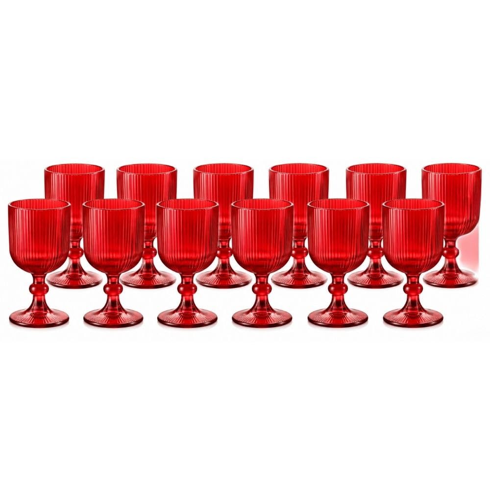 Cecaro Group set calici rossi rigati vetro 370 ml 12 pezzi