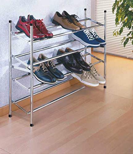 Wenko Scarpiera Allungabile 2 Piani Cromata 62-115 cm 10 Paia