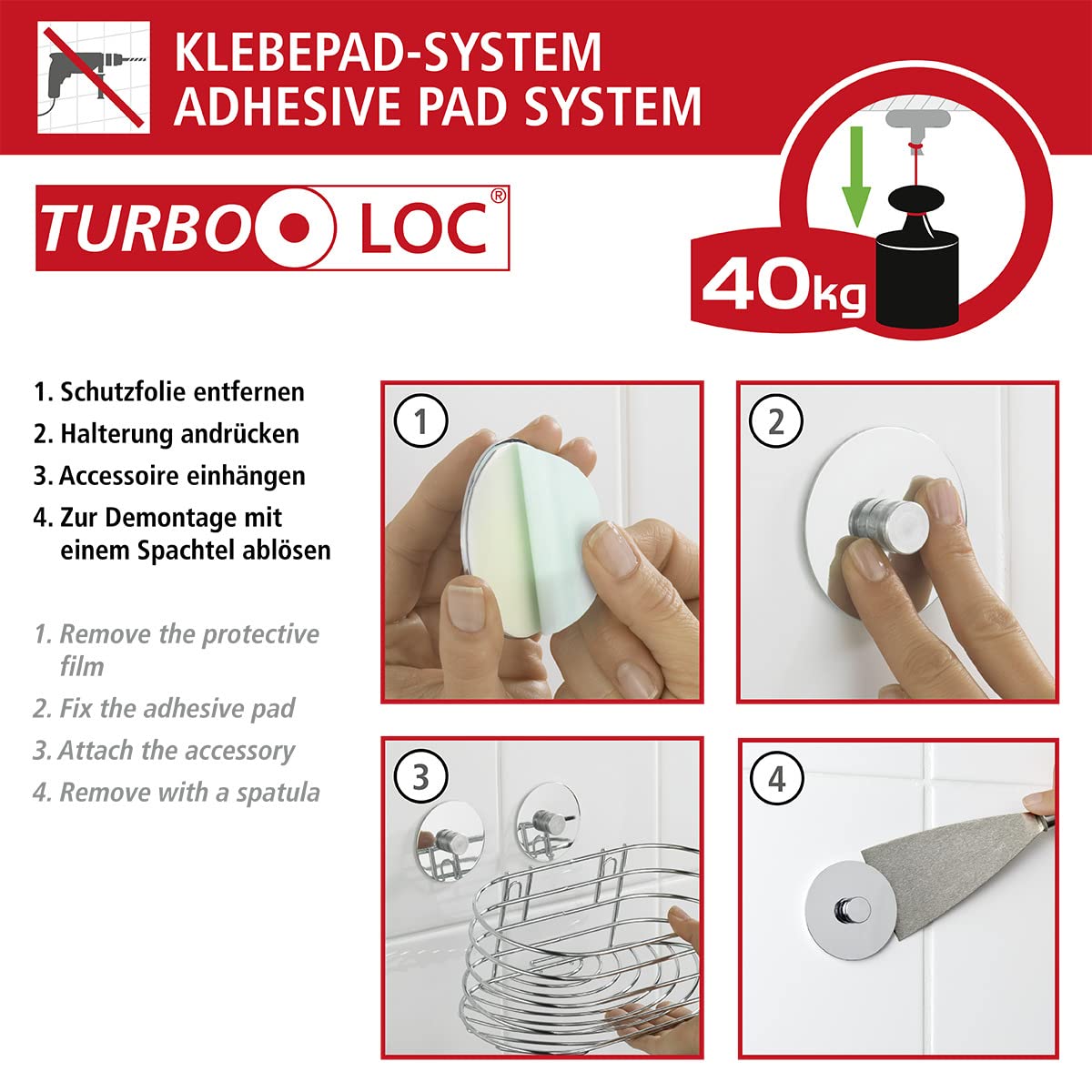 Wenko Bambusa mobile bagno bambù con Turbo-Loc