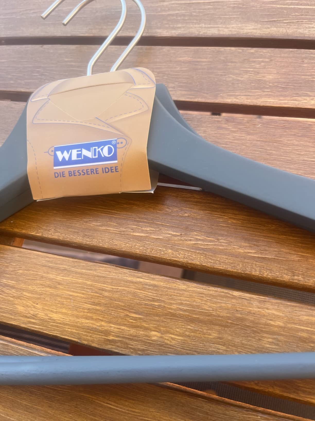 Wenko Tokio Gruccia Legno Grigio Antiscivolo 2 Pezzi Salvaspazio