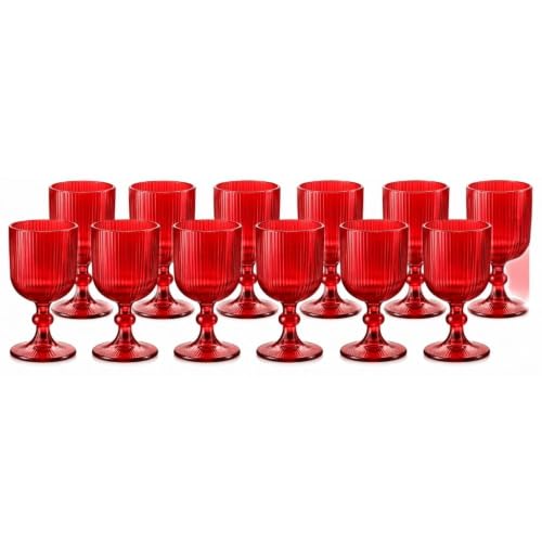 Cecaro Group set calici rossi rigati vetro 370 ml 12 pezzi