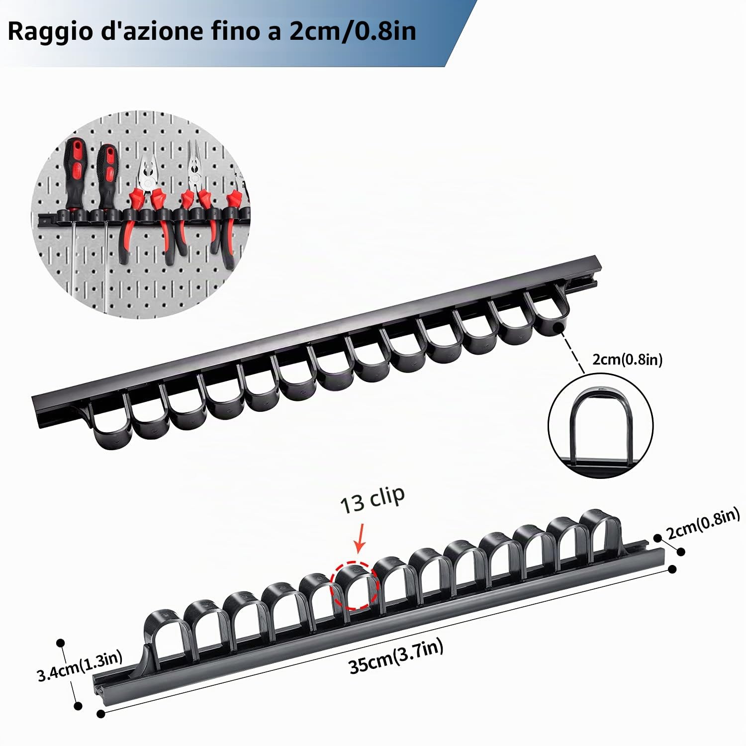 3-H Supporto portautensili parete PVC 350 mm