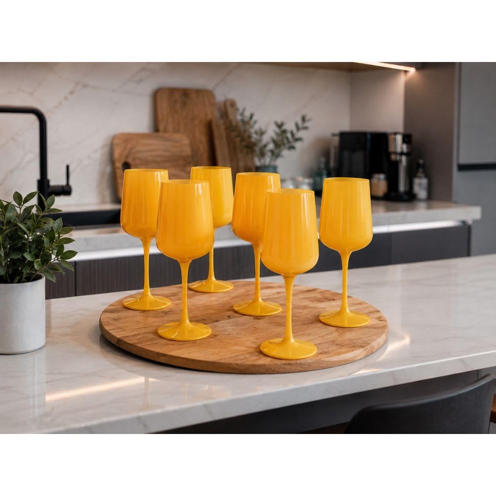Cecaro Group Set 6 Calici Vetro Giallo 320 ml Pasta Vetro