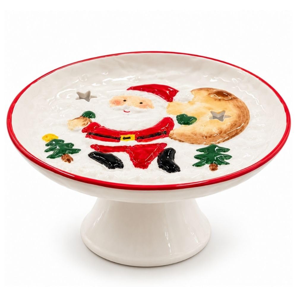 Cecaro Group Alzatina Natalizia Ceramica Babbo Natale 17 cm