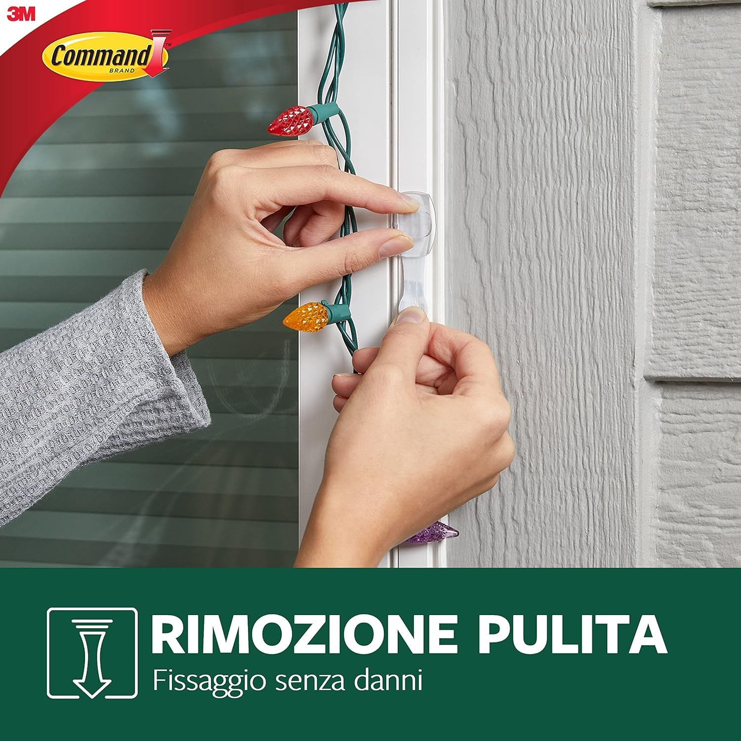 Command clip esterno ganci adesivi trasparenti 8 pezzi
