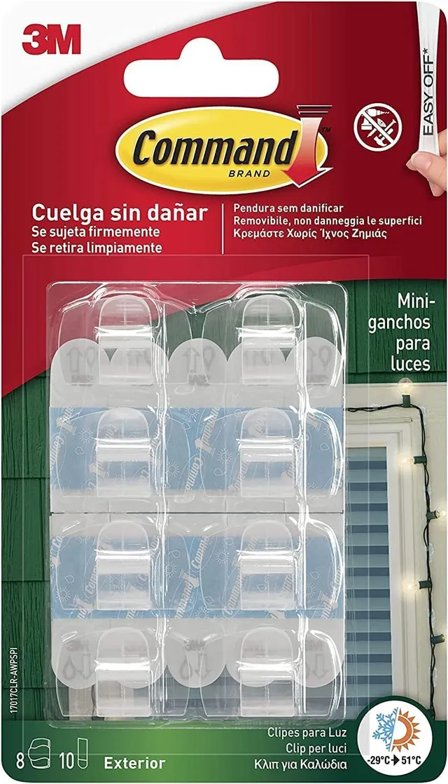 Command clip esterno ganci adesivi trasparenti 8 pezzi