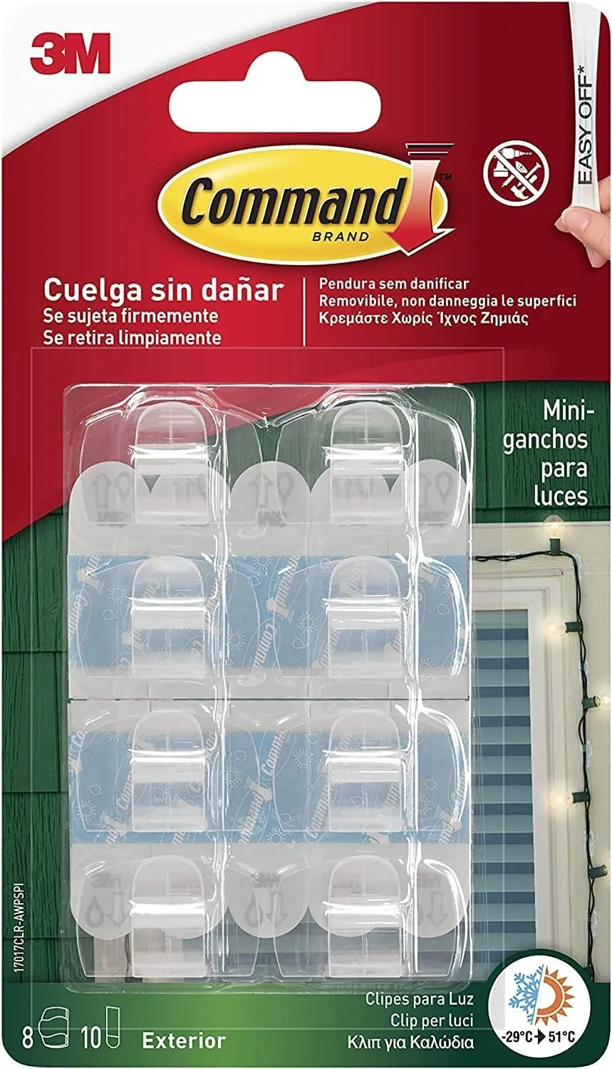Command clip esterno ganci adesivi trasparenti 8 pezzi